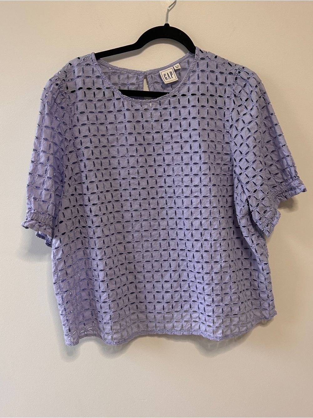 2 for $14 GAP Women’s Size XXL Lavender Eyelet Puff-Sleeve Blouse Boxy Casual